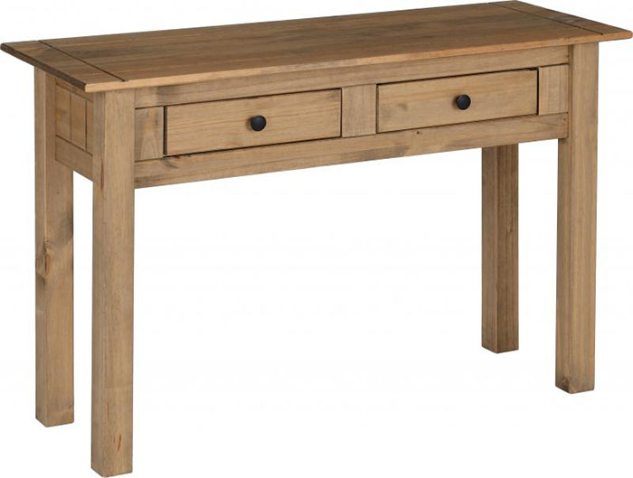 Panama 2 Drawer Console Table in Natural Wax - Click Image to Close